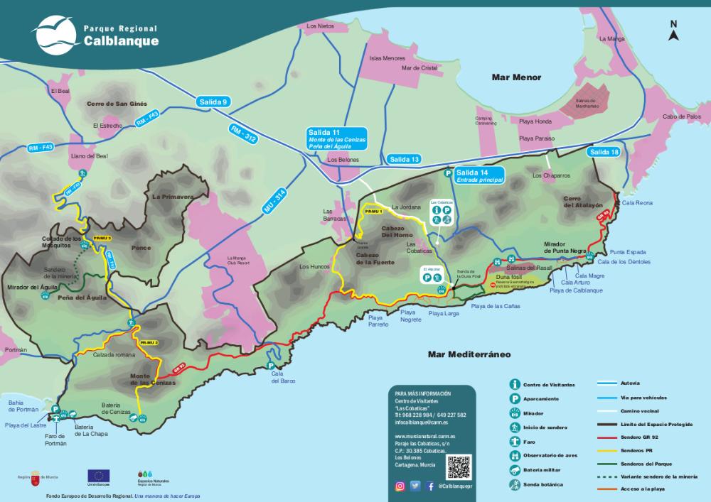 Plano del Parque Regional de Calblanque